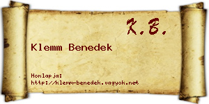 Klemm Benedek névjegykártya